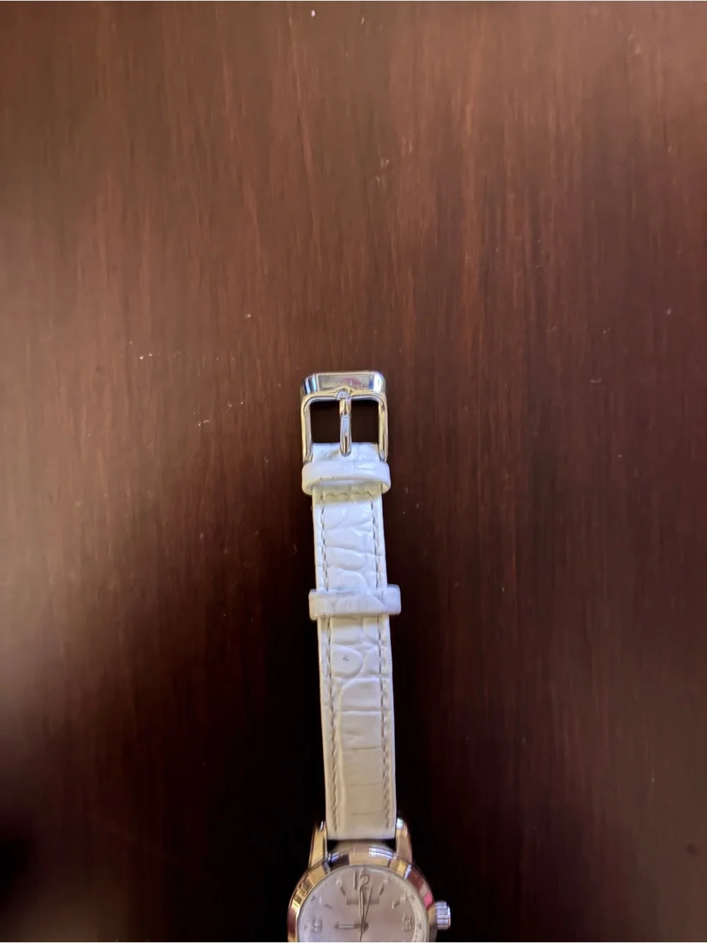 GUC Anne Klein Classic White Leather Strap Watch